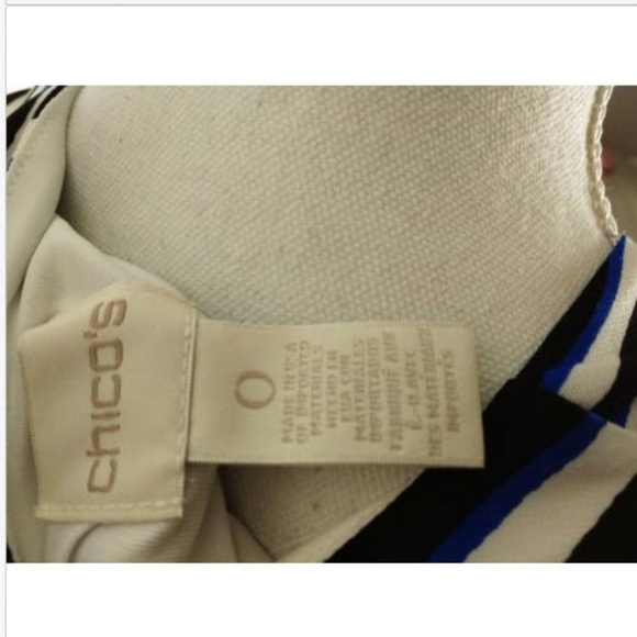 Chico's Dress Sz 0 Sleeveless Blu/Blk/Wht Ankle - Picture 5 of 5